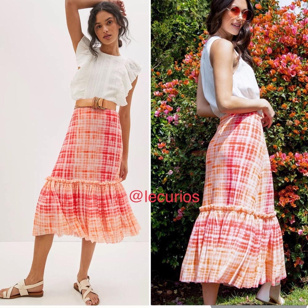NWT Anthropologie Eva Franco Kym Flounced Midi Skirt.